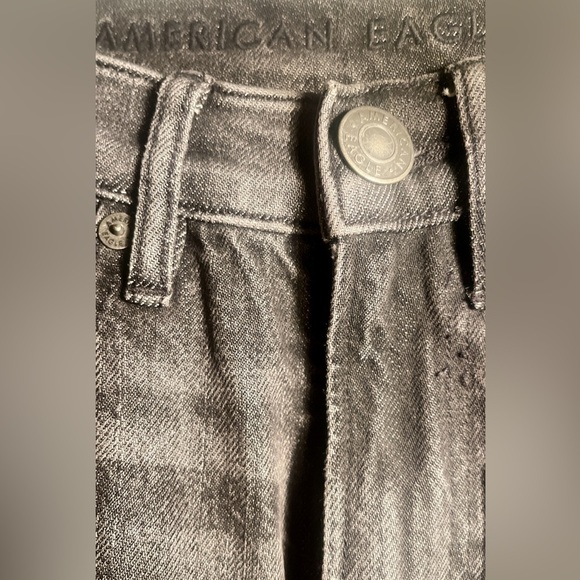 American Eagle regular standard black cotton baggy mid 2 high rise denim jean 00 - Picture 4 of 5